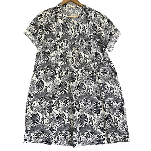 Faherty Mini Dress Size Medium Tropical Floral Linen Blend Pockets Beach Boho - Picture 1 of 16